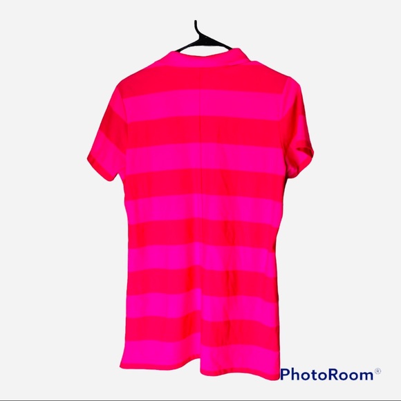 Nike Gold Tour Performance Drifit Polo Pink Stripe Size Large - Picture 2 of 5